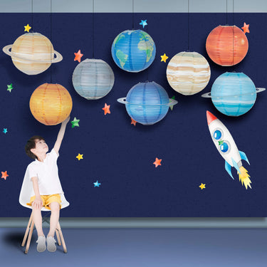 Abat-jour boule en papier en forme de planète